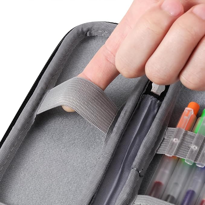 Small Pencil Case Holder for Pencils,Hard Pen Case for Executive Fountain Pens,Ballpoint Pens-Grey