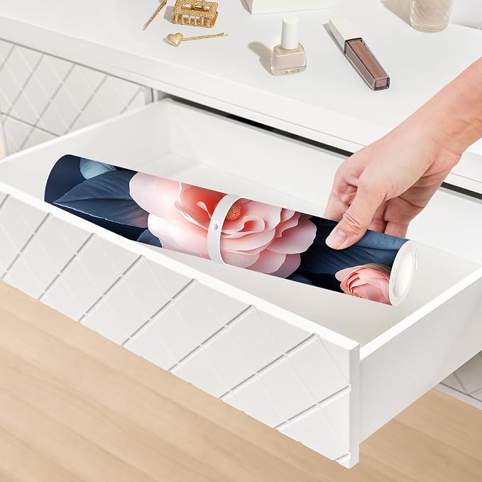 Dual-Sided Synthetic Leather Decorative Makeup Mat for Crafting, Furniture Protection, Scratch & Stain Resistant Surface Desk Pad, Waterproof Easy to Clean Vanity Protector (Pink Camellia)