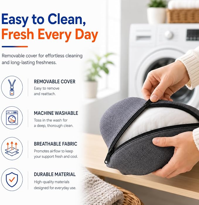 Pampkin Ergonomic Lumbar Support Pillow with Adjustable Strap | High-Density Memory Foam Back Cushion for Office Chair & Car | Back Pain Relief & Posture Support