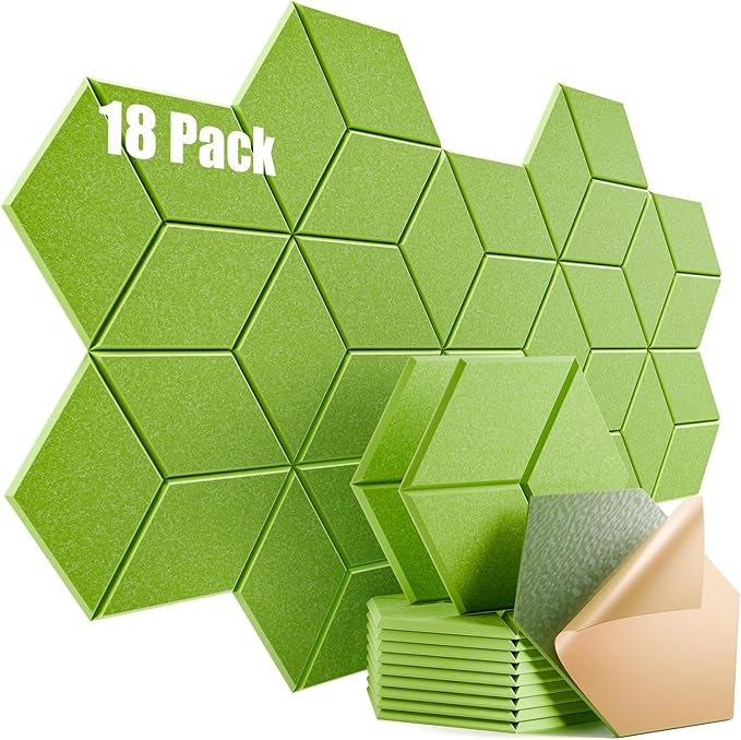 18 Pack Self-Adhesive Acoustic Panels 12" X 10" X 0.4" - Sound Proof Foam Panels for Wall with High Density, Y-Lined Design, Flame Resistant, Absorb Noise and Eliminate Echoes(Olive Drab)