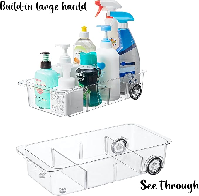 LXLXXL Fridge Organizer and Storage Drawer Rolling Refrigerator Bins,3 Pack | Silicone Wheels,3 Pack Adjustable Dividers,Easy to Clean,Organizer for Fridge,Pantry,Bathroom and Cabinet Organization