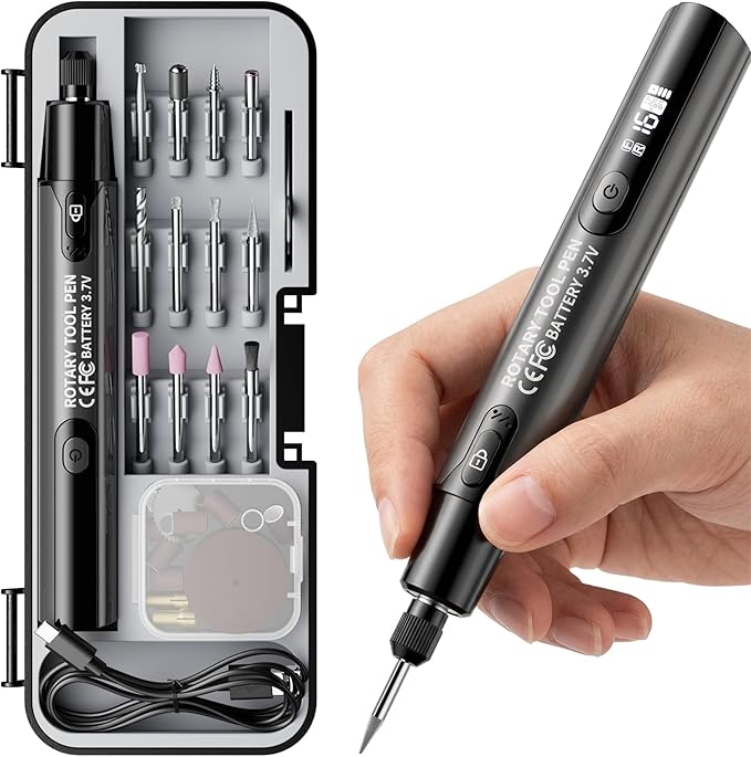 Portable Cordless Engraving Pen for Artists & DIYers Beginner Friendly 6-Speed Adjustable Rechargeable Engraving Pen Tool for Bead, Metal, Wood, Glass and Plastic(Gray)