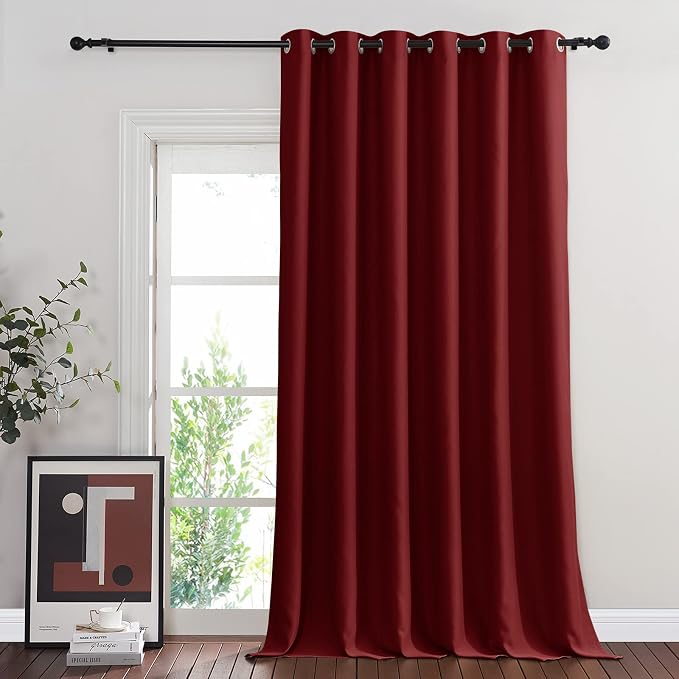 NICETOWN Blackout Room Divider Curtains for Sliding Glass Doors 102 Inches Long 1 Panel, Extra Wide Curtains for Doorway Patio Bedroom Living Room (Burgundy Red, 80Wx102L, 1 Panel)
