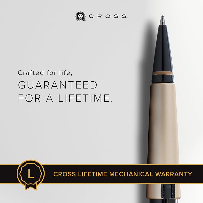 Cross Edge Matte Hazelnut Lacquer Gel Rollerball Pen, Black Ink - Elegant Accessory for Smooth Writing - Capless Slide-Open & Snap-Shut Design - Ergonomic Shape - Comfortable Grip - Ideal Gift