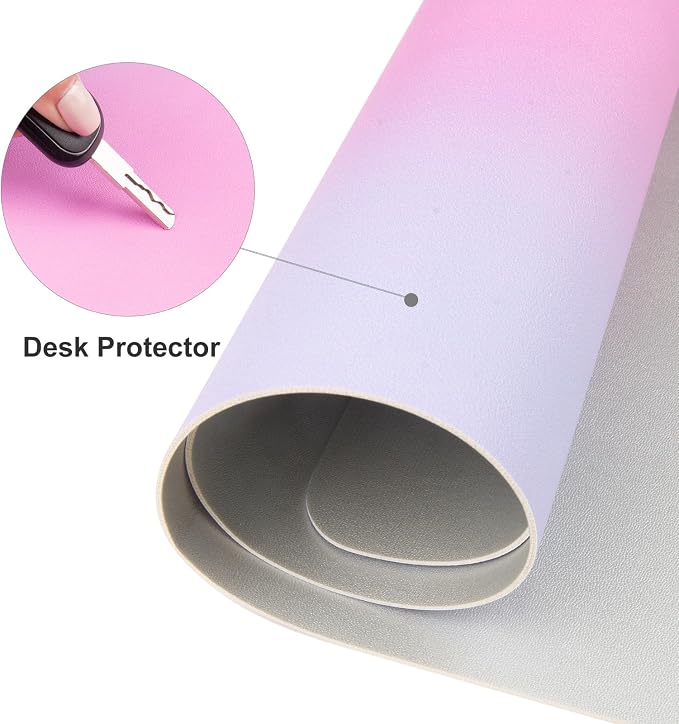 Colorful Star Large Mouse Pad Pink, Girly Desk Mat Aesthetic PU Leather Laptop Mat 31.5 x 15.7 in, Cute Mousepad & Large Desk Pad, Waterproof Non-Slip Desk Mat for Office Accessories Women& Girl