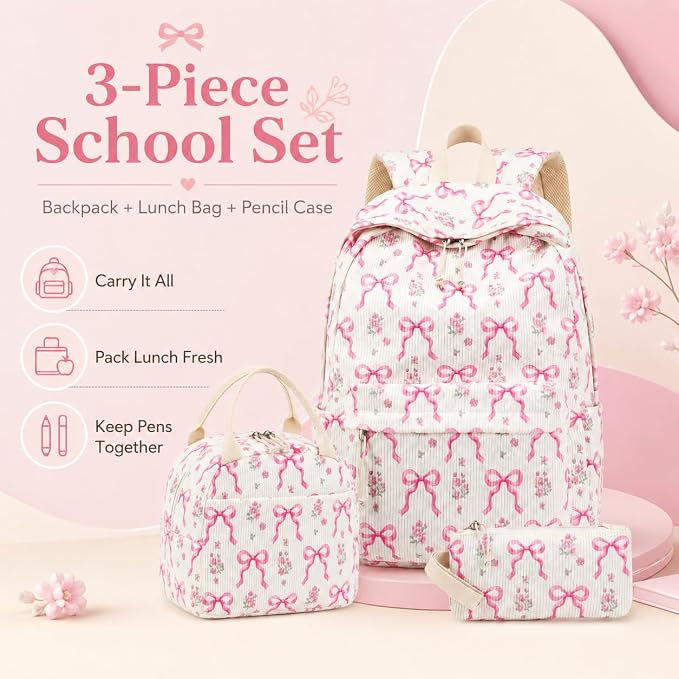 BTOOP School Backpacks for Teen Girls Bookbags Lightweight Kids Backpack School Bags Set with Lunch Box Pencil Case