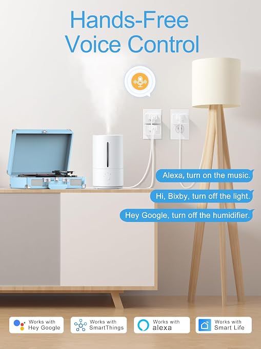 EIGHTREE Smart Plug 15A, Smart Plugs that Compatible with Alexa & Google Home & SmartThings, No Hub Required, WiFi Outlet with Remote Control, Timer & Schedule, 2.4GHz WiFi Only, 2 Packs