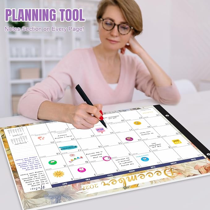Gannyfer Desk Calendar 2027-2028 - 18 Month Large Desk Calendar, Use January 2027 to June 2028, 22" x 17" Desktop Pad Calendar, Office Supplies Perfect for Planning and Organizing In Your Home, School or Office (6 Stickers Included)