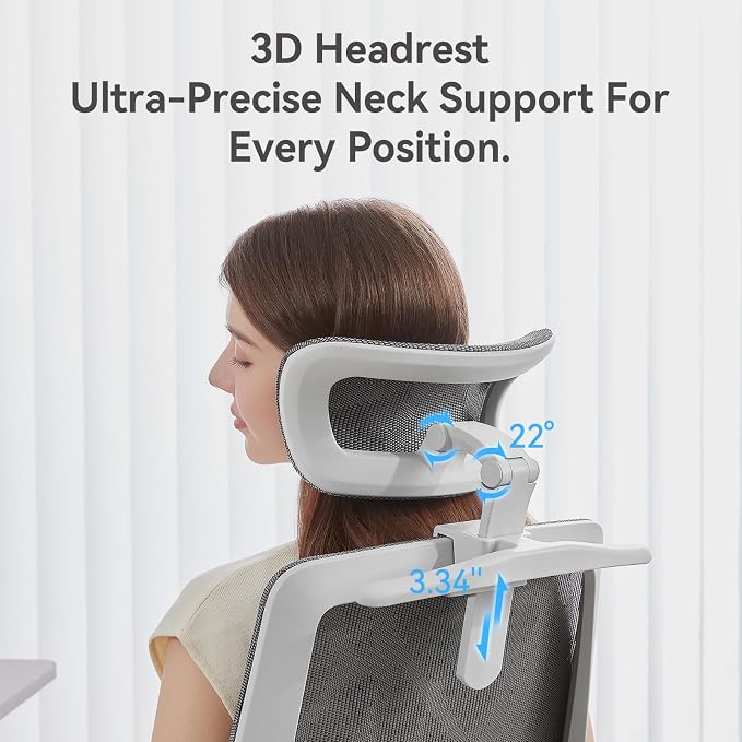 SIHOO M59AS Ergonomic Office Chair, Desk Chair with 3D Flip-up Armrests, Computer Chair with Dual Back Design and Adaptive Dynamic Lumbar Support, 2 Packs, Grey