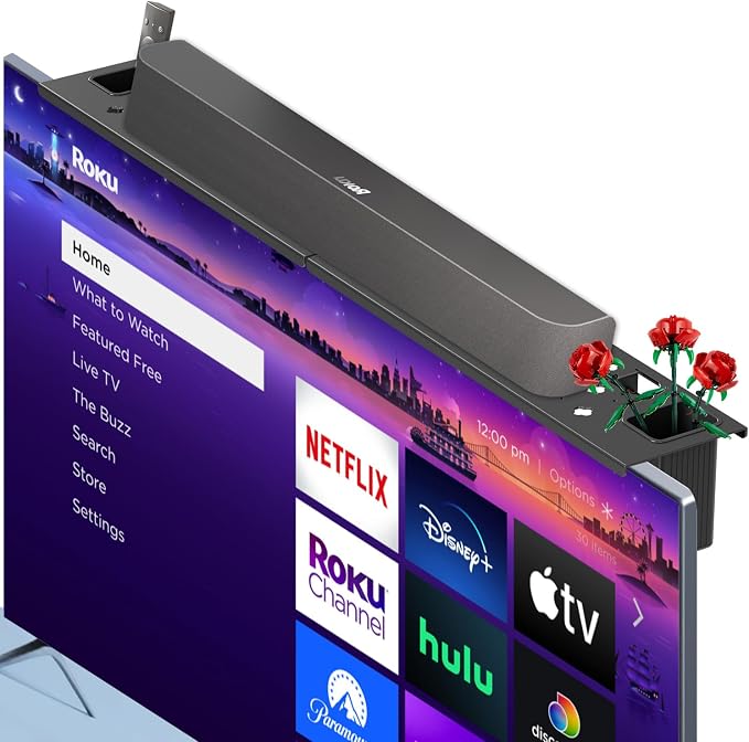 33.46 inch TV/PC Top Shelf Mount for Routers with 2 Storage Boxes | Adjustable Monitor Top Shelf Wide Platform Screen Storage Bracket, TV Mounted Shelf for Cable Boxes, Remote, Games Consoles
