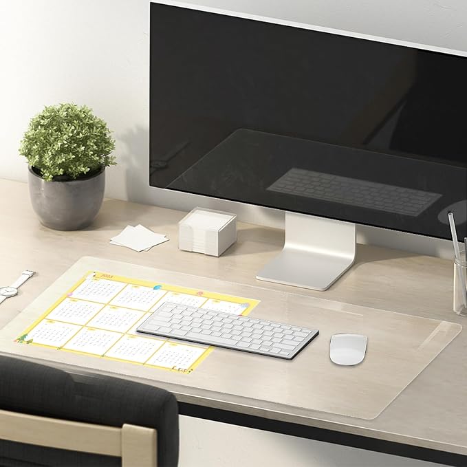 18 x 72 Inch Table Cover, 1.5mm Thick Plastic Desk Mat and Protector for Clear Top Desks