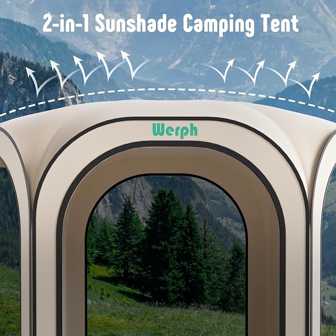 Werph 10x10 Pop Up Screen Tent, Mosquito Net Gazebo, UV Resistant, Beige | Roof Waterproof Screen Canopy, Quick Setup Outdoor Shelter for Backyard, Patio, Garden, Picnic, Camping and Events