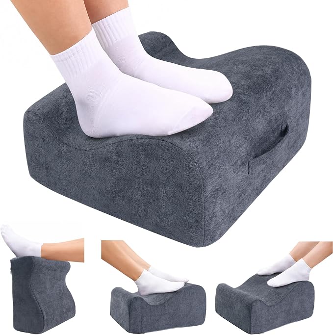 Foot Rest for Under Desk at Work,Curved Ergonomic Footrest for Office, Gray | with Washable Cover and Handle, Non-slip bottom, Support Foot Pillow, Leg Elevation Pillow, Support Feet and Legs for Home
