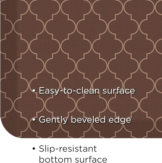 NewLife by GelPro Anti-Fatigue Designer Comfort Kitchen Floor Mat, 20x32”, Trellis Walnut Stain Resistant Surface with 3/4” Thick Ergo-foam Core for Health and Wellness