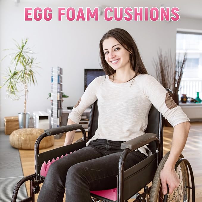 Geiserailie 1 Pcs Egg Foam Pad Eggs Chair Cushion to Relieve Back Foam Seat Cushion Chair Accessories Pad for Office Recliner Wheelchair Home Car (18 x 16 x 4 Inches Egg-Shaped,Pink)