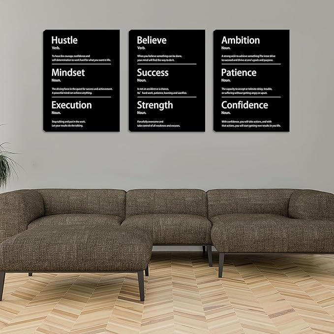 Halioyo Motivational Wall Decor, 12 x 16 Inch Inspirational Canvas Wall Art, Positive Quotes Office Painting Posters for Office Dorm Living Room Bedroom Home - 3pcs