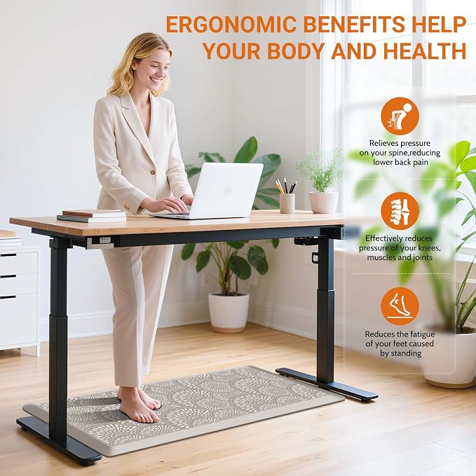 Mattitude 4/5 Inch Kitchen Mat, 20x54in Heavy Duty Ergonomic Comfort Foam Standing Desk Mat, Waterproof Non-Slip Standing Mats and Rugs for Kitchen, Office, Black