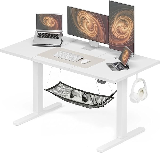 Acrolix Electric Standing Desk, Height Adjustable Home Office Desk with Memory Presets & Cable Management,White Sit Stand Desk for Work from Home, Ergonomic Computer Desk (55" x 24")