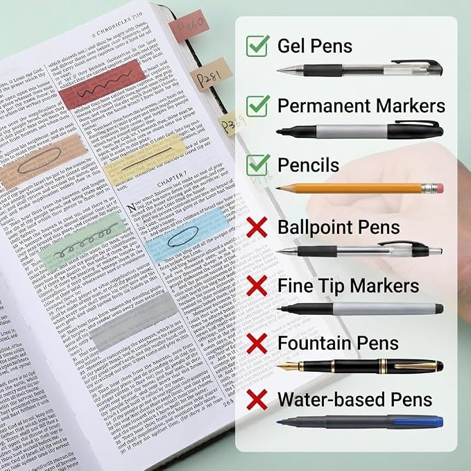 Mr. Pen- Transparent Sticky Notes Set, 410 Pack | Transparent Sticky Notes Tabs with Black Fineliner Pen for Bible Study, Office, School, Planning, Journaling & Organization