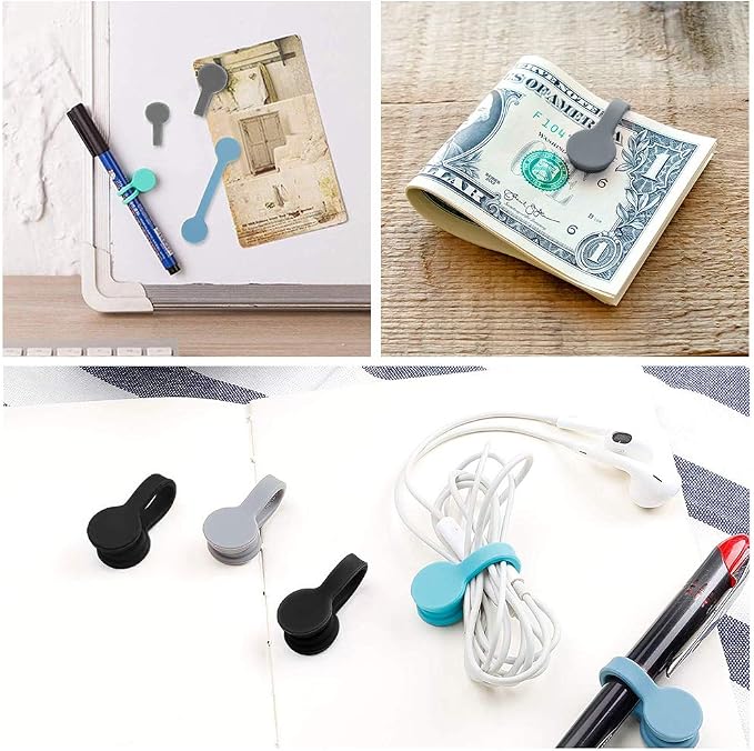 Viaky Magnetic Cable Ties 6-Pack,Silicone Magnetic Twist Ties Colorful | Reusable Cord Organizer for Bundling Earphone, Phone Charger, Cord Management Straps for Home,Office,Kitchen,School,Travel