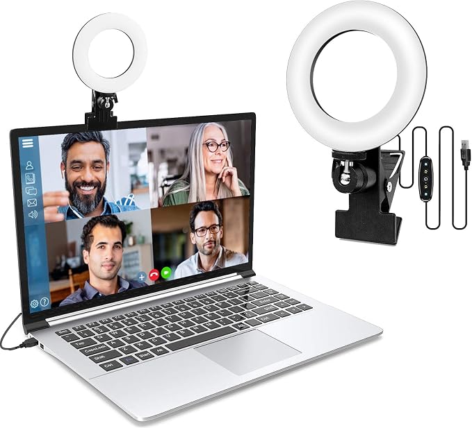 Video Conference Lighting Ring Light for Monitor Computer | Webcam Lighting, Zoom Call Lighting, Laptop Light& Distance Learning, Video Calls & Live Streaming