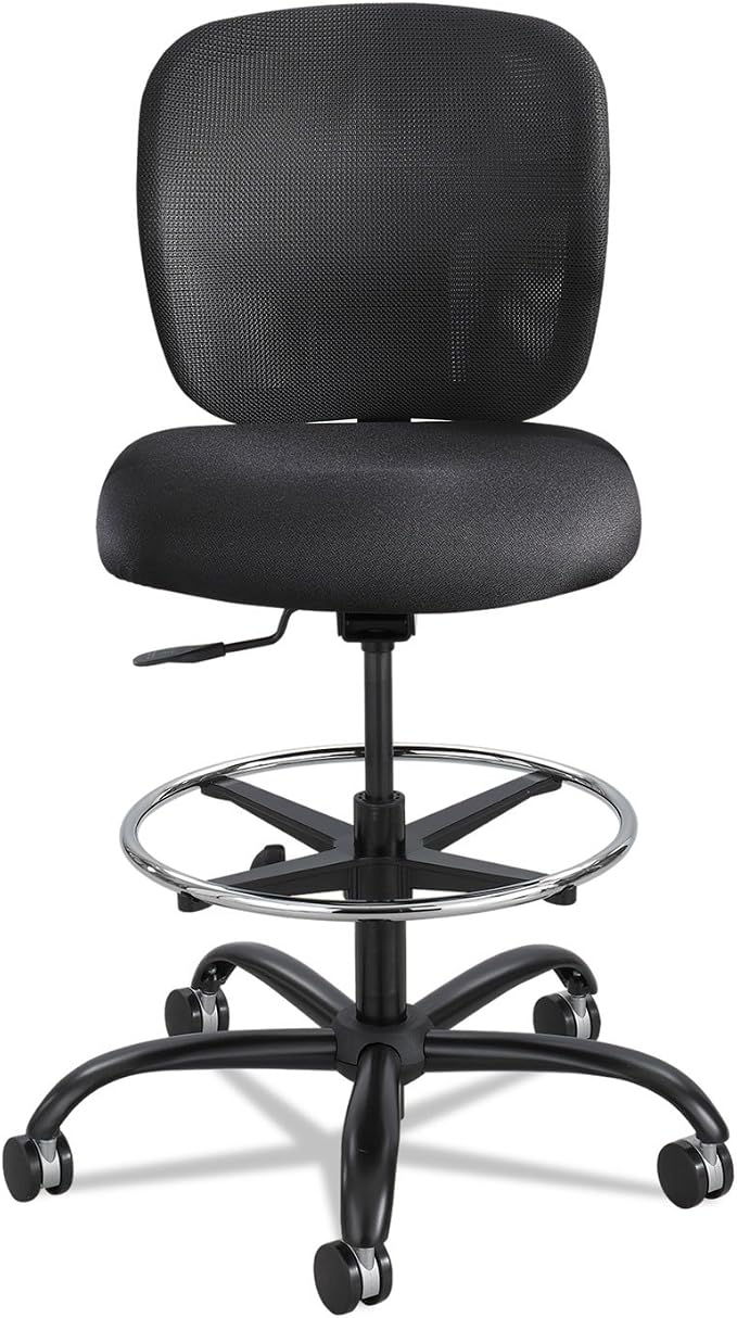 Safco Vue Office Chair, Heavy Duty Stool, 400 lbs Capacity, Ergonomic Mesh Back, 360 Swivel Seat, 5-Star Base, Big and Tall, Black