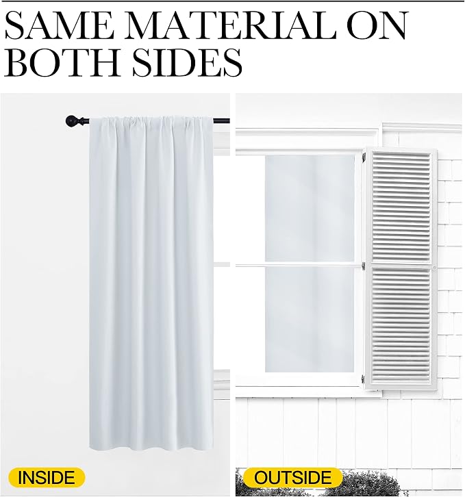 NICETOWN Kitchen Room Darkening Curtains - Window Treatment Thermal Insulated Rod Pocket Room Darkening Curtains/Drapes for Bedroom (2 Panels, 42 by 72, Greyish White)