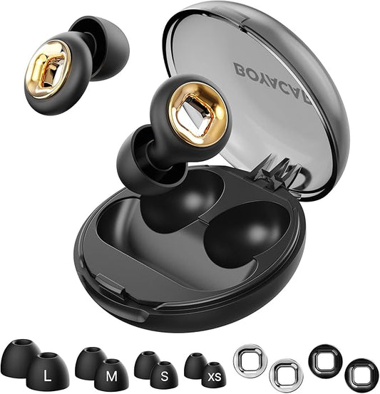 Ear Plugs for Sleeping Noise Cancelling, 45dB Reusable Earplugs for Noise Reduction, Hearing Protection Ear Plugs with 8 Ear Tips, Soft Silicone Earplugs for Sleep, Concerts, Snoring, Study (Black)