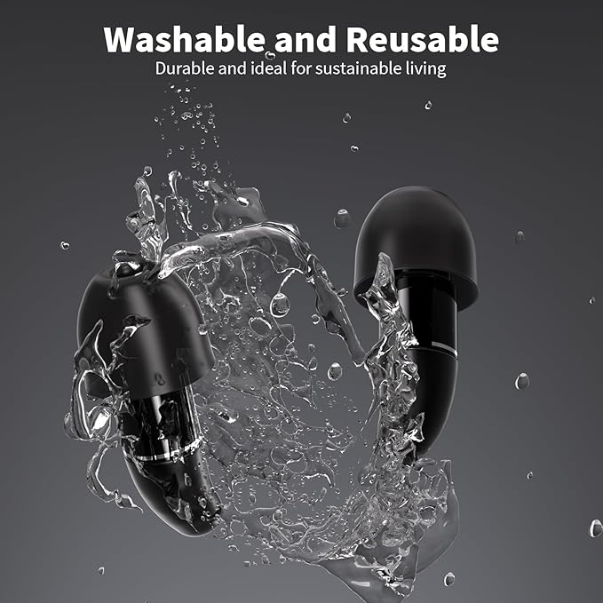 EarPlugs for Sleeping Noise Cancelling, Reusable Silicone Ear Plugs, Noise Reduction Earbuds for Travel, Concerts, Deep Focus, Hearing Protection Headphones, 85% 40dB Noise Reduction (Black)
