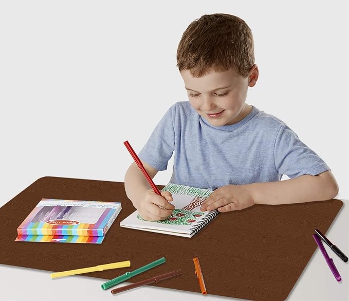 Writing Desk Pad Laptop Mat PU Leather Desk Blotter Pad Waterproof Durable Desk Mat Dual-Sided Writing Mat 16 X 24 Inch Anti-Slip Table Pad Protector for Office & Home (Espresso Brown/Midnight Blue)