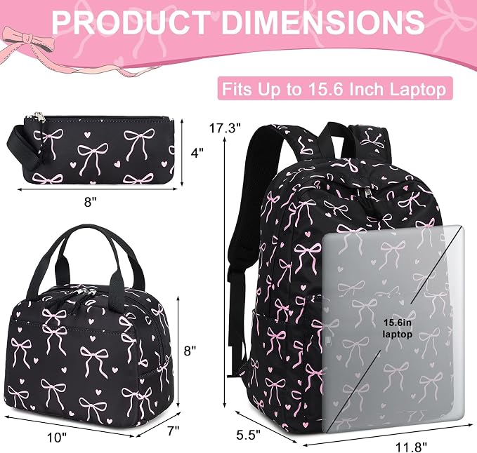 LEDAOU Backpack for Girls School Bag Kids Bookbag Teen Backpack Set Daypack with Lunch Bag and Pencil Case | Kids