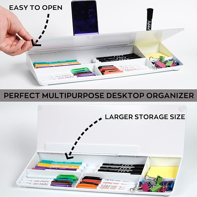 Desktop Glass Whiteboard Set with 3 Colors Markers and 1 Eraser,Desk Dry Erase Glass Whiteboard for Home Office and School Accessories Supplies with Storage Caddy for Computer Keyboard Stand.