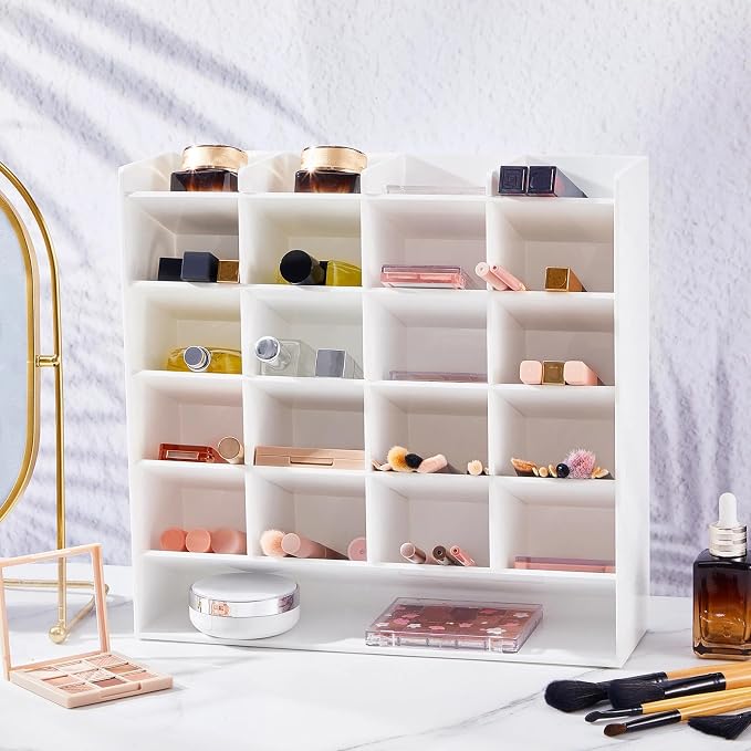 MotiMind Acrylic Pen Organizer Storage for 250 Markers Vertical Marker Organizer Acrylic Pen Display Holder for Office Desk Desktop Stationery Pencil Storage, White, 13 x 4 x 12.4 Inch