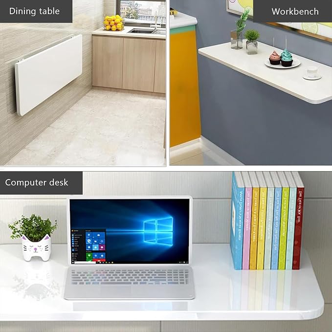 Wall Mounted Folding bar Table,Wooden Wall Dining Table,Narrow Long Floating Desk,Hanging Desk Workbench for Kitchen Laundry Office(23.6x11.8inch, Black)