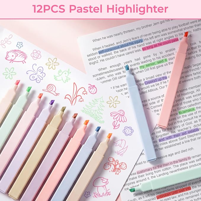 WOBAGMEN 62PCS Aesthetic School Supplies with Quilted Pencil Case, Pastel Highlighters, Gel Pens Mechanical Pencils Set, Cute Back to School Supplies, College Essentials (Blue Floral Patchwork, M)