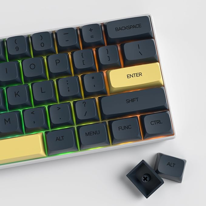 Guffercty kred Black XDA Profile PBT Keycaps, 142-Keys Gentleman Custom keycaps for 60% 65% 75% 100% Fullsize US&ISO Layout Mechanical Gaming Keyboard (Gentleman)