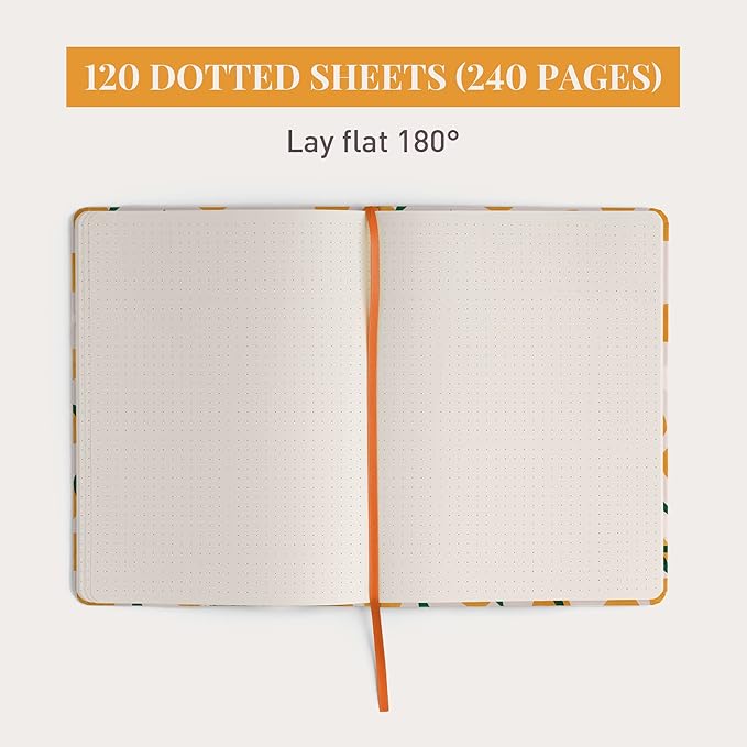 Rileys & Co. Dotted Journal Notebook - 8x6 Inches Dot Grid Notebook - Hardcover Bullet Journal Notebook, Dot Journal - Cute Journals - Motivational Dotted Notebok - Oranges