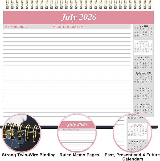 2026-2027 Desk Calendar - Flip Desktop Calendar 2026-2027, JUL. 2026 - DEC. 2027, 10" x 8.3", Stand up Desk Calendar 26-27, Twin-Wire Binding