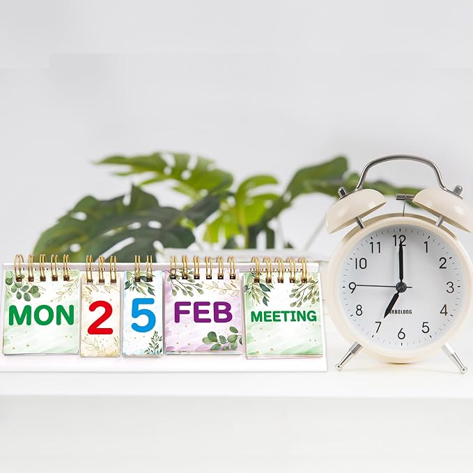Fancy Land Perpetual Calendar Flip Desktop Boho Calendar with Day Date Month and Note for Office Plan Schedule Classroom Supply Home Kitchen Decor 8 x 2.7 Inches