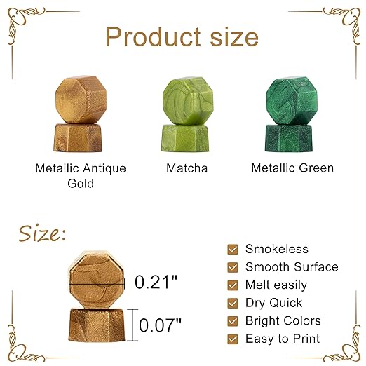 Yoption 360Pcs Wax Seal Beads, Metallic Antique Gold and Green Mix Sealing Wax Beads with 2Pcs Tea Candles and Spoon for Gift, Invitation, Envelope