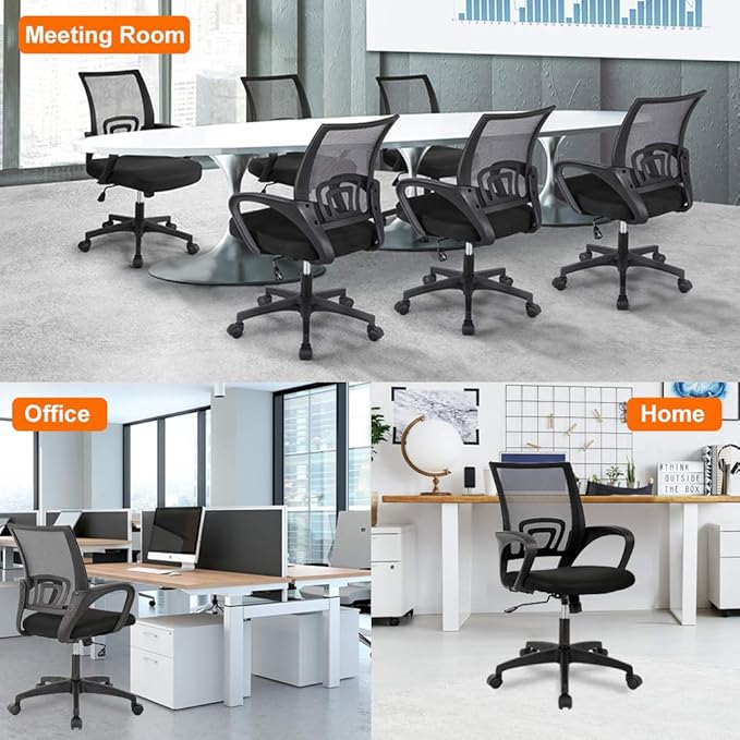 BestOffice Home Office Chair Ergonomic Desk Chair Mesh Computer Chair with Lumbar Support Armrest Executive Rolling Swivel Adjustable Mid Back Task Chair,Black