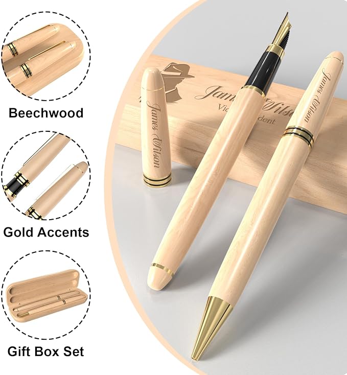 elesories Personalized Pens with Name, Engraved Pen Set with Custom Text & Design, Personalized Pen and Gift Box for Graduation, Anniversary Birthday Gift for Him or Her(style-1)