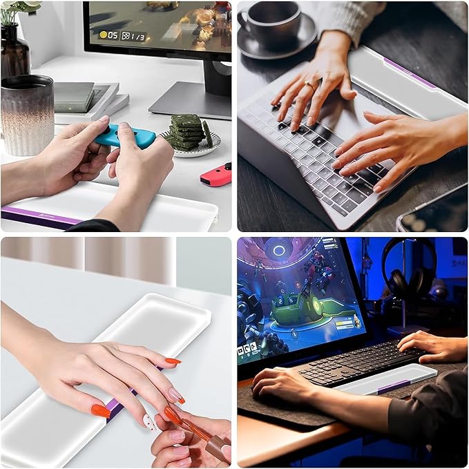 Acrylic Keyboard Wrist Rest - Wrist Support for Keyboard CNC Aluminum Alloy Customized Logo - Keyboard Pad Home & Office - Keyboard Wrist Pad with Anti-Slip Mat for 60% Compact Keyboard,Purple