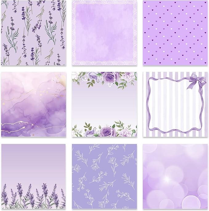 Aesthetic Sticky Notes Gifts, 9 Pack Purple Aesthetic Notepads 3x3 Inch Gifts for Coworkers Students, Vintage Pastel Memo Pads Office School Supplies for Men Women (450 Sheets)