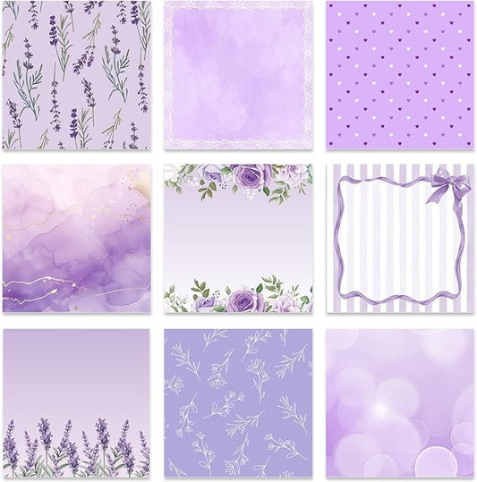 Aesthetic Sticky Notes Gifts, 9 Pack Purple Aesthetic Notepads 3x3 Inch Gifts for Coworkers Students, Vintage Pastel Memo Pads Office School Supplies for Men Women (450 Sheets)