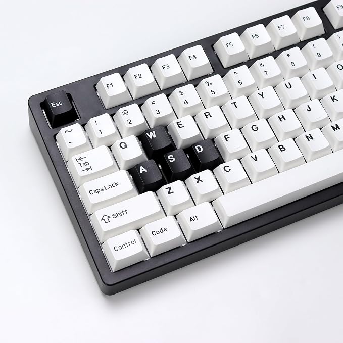 Bow PBT Double Shot Keycap Set,174 Keys White and Black Custom Key Cap Keycaps 60 Percent Cherry Profile Keycaps for 61/64/68/84/87/100/104/108 Mechanical Keyboard