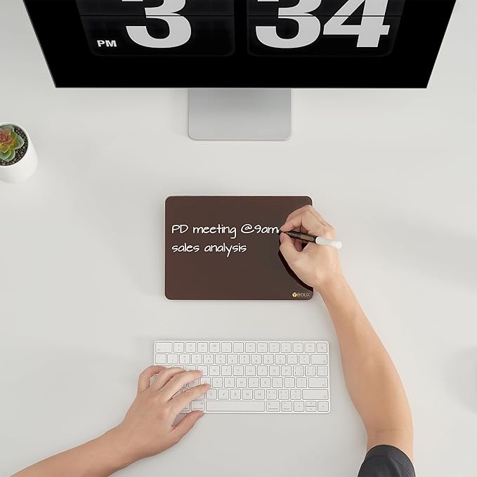 Glass Desk Whiteboard with Reversible Wood Stand, Burgundy Red, Small Desktop Dry Erase White Board, Reusable Desk Notepad Easel 6.7"x9.5" for Office, Home, School, Yeoux