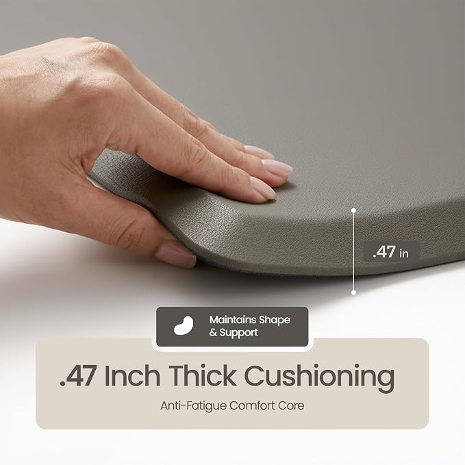 Anti Fatigue Kitchen Mats for Floor | Padded Kitchen Rugs | Non Slip, Cushioned Standing Desk Mat | Waterproof Floor Mat | 17.3" x 28" x 0.47" & 17.3" x 47.2" x 0.47", Grey, 2-Pack | More Décor