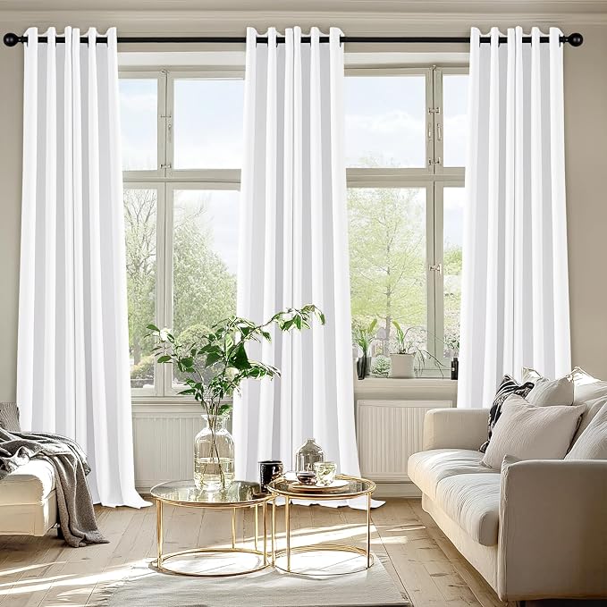 MIULEE Blackout Curtains for Bedroom Living Room 2 Panels, Thermal Insulated Room Darkening Drapes Grommet Noise Reducing Light Blocking Window Treatments 96 Inches Long 40x96 Inch Pure White