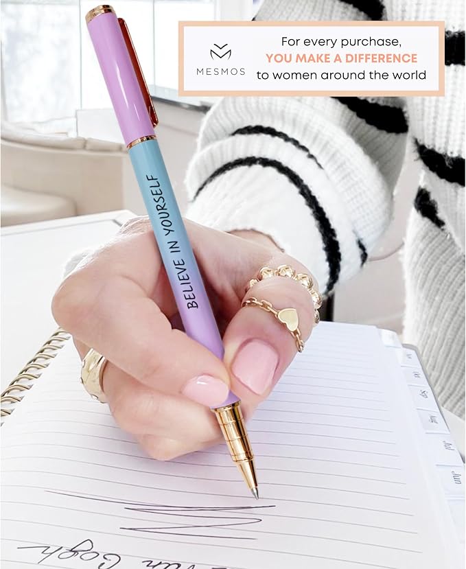MESMOS 3pk 0.7mm Fine Point Gel Ink Pen Set, Boss Lady Inspirational Gifts for Women, Journaling Pens for Women, Gifts for Friends Female, Aesthetic Fancy Nice Black Gel Planner Pens